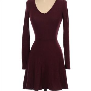 Hollister Burgundy A-Line Long Sleeve Dress Small